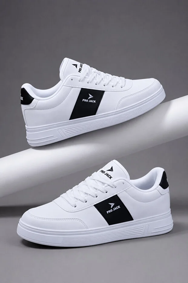 Beyaz Siyah Günlük Ortepedik Sneaker Erkek Spor Ayakkabı - PJ732 Beyaz Siyah Günlük Ortepedik Sneaker Erkek Spor Ayakkabı - PJ732